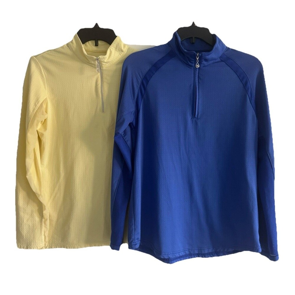 Lot of 2 Women’s Golf Shirts Half Zip Vented Sleeves San Soleil, Betty & Court M